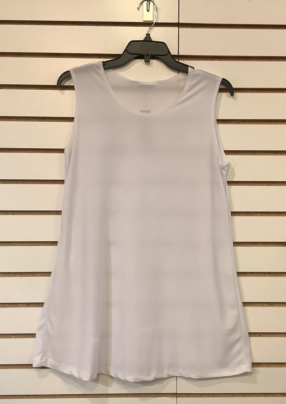 White Flared Tank Top by Caribe
