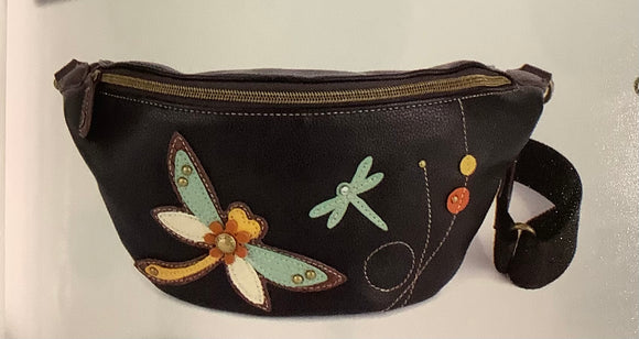 Dragonfly Brown Fanny Pack w/ Credit Card RFID Protection by Chala.