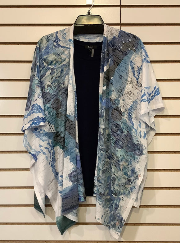 Blue Orchid Print on White Burnout Background Wrap by Inoah.