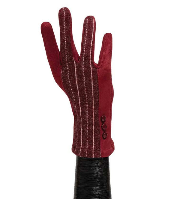 Deep Red Stripe Gloves by Mera Vic