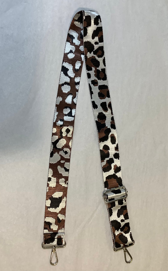 Fancy Print Strap-Black/Brown Leopard