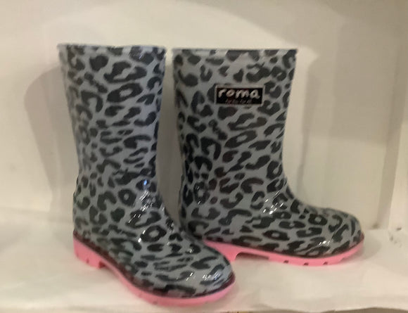 Kids-Pink Leopard Abel Rain Boots
