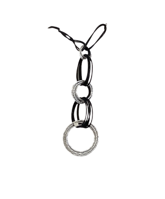 Artistic Black/Silver Swirl Super Light Weight Earrings and Matching Necklace by OC.