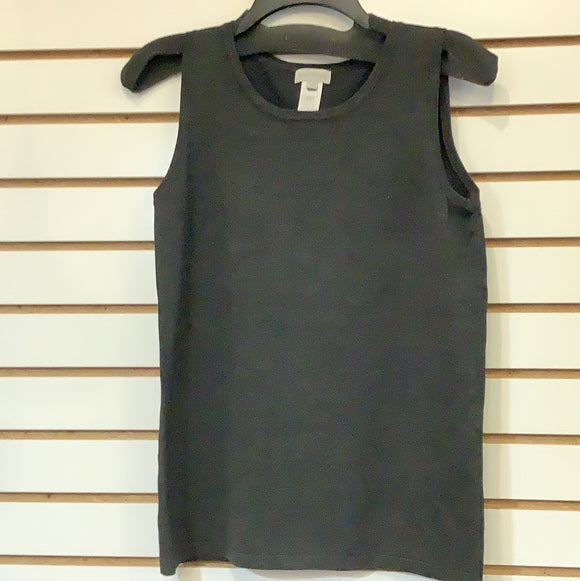 Charcoal Grey Jewel Neck Sleeveless Shell by Multiples.