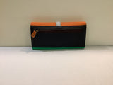 Orange/Lime Green on Front and Brown on Reverse Side, Wallet by Soruka.