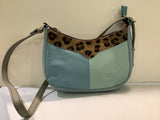 Aqua/Green Leather Shoulder Bag w/Dark Grey Back by Soruka