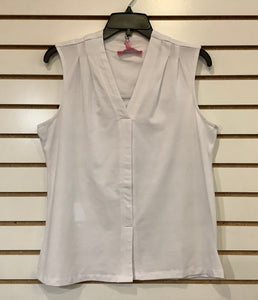 White V-Neck, Sleeveless Top by Claire Desjardins.
