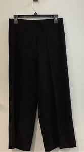 Slimsation Black Wide Leg, French Ponte Knit Pull-On Elastic Hidden Waist, Faux Zip Front, Crop Pants by Multiples.