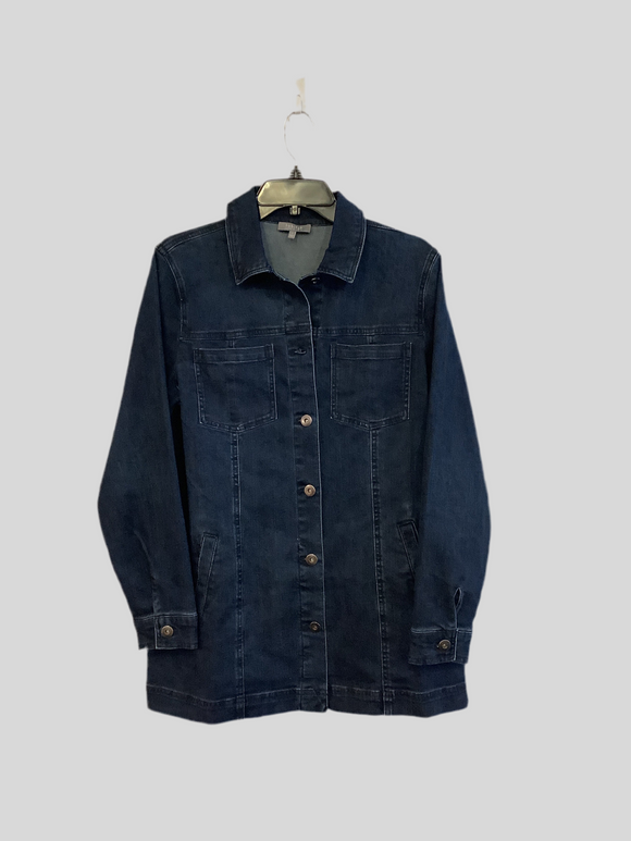 Stretch Denim Boyfriend Jacket by Habitat.  Silver Tone buttons and 4 Pockets on the Front.