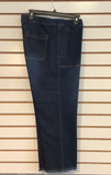 Slimsation Midnight Blue Wide Leg, Pull-On, 4-Pocket Crop Pant w/Fringed Hem by Multiples.