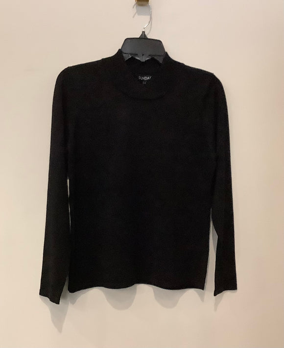 Black Mock Crossover Neck, Long Sleeve Sweater by Sunday.