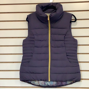 Soft Purple 100% Down Puffed Vest with Side Pockets and Gold Front Zipper Accent by UBU.