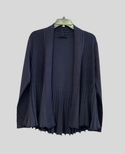 Navy Accordion Pleated Long Sleeve Flared Cardigan by Sunday.