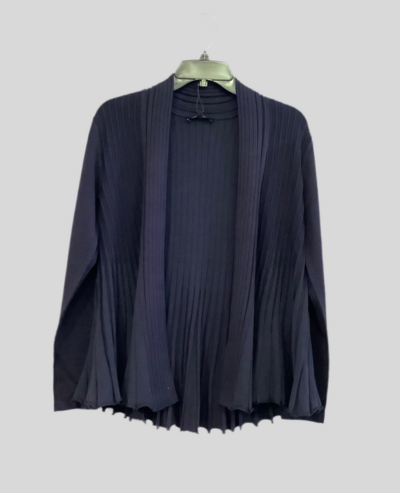Navy Accordion Pleated Long Sleeve Flared Cardigan by Sunday.