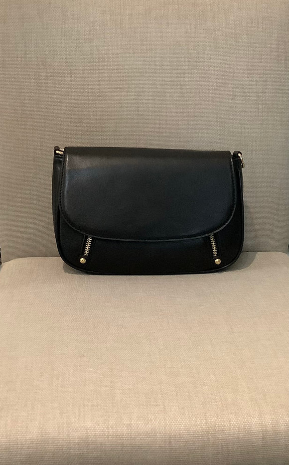Small Flap and Zipper Closure, Vegan Leather Purse w/Crossbody Strap in Black or Olive Greenby Jen & Co.
