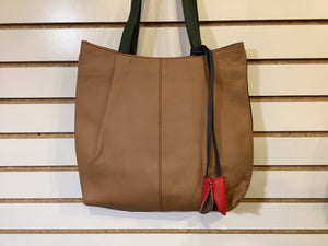 Multi-Colored Tan/Navy Handmade Leather Tote by Soruka