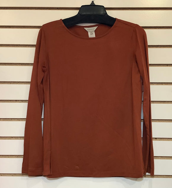 Cinnamon Long Sleeve, Scoop Neck Top w/Back Yoke and Inverted Box Pleat by Multiples.