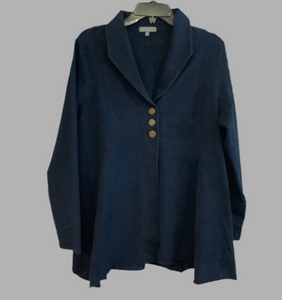Stonewash Swing-Back  Knit Jacket with Shawl Collar.  Dark Denim by Habitat.  Coordinating Pants Available.