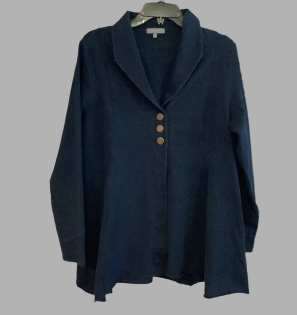 Stonewash Swing-Back  Knit Jacket with Shawl Collar.  Dark Denim by Habitat.  Coordinating Pants Available.