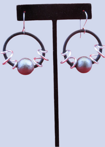 Artistic Black/Silver Swirl Design Super Light Weight Necklace and Matching Earrings by OC.