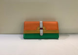 Orange/Lime Green on Front and Brown on Reverse Side, Wallet by Soruka.