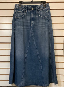 Denim Look Knit Long Skirt w/Faux Pockets  by Clotheshead.