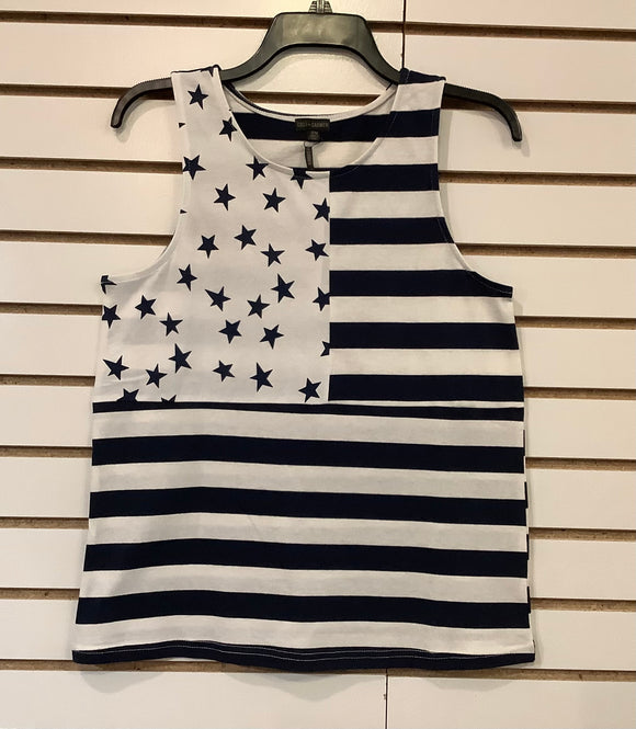 Navy and White Stars and Stripes Sleeveless Tank by Coco + Carmen