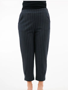 Navy/White Stripe Pull-On Crop Pants by Shannon Passero.