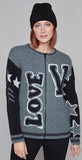 Grey Round Neck Zipper Front Sweater w/ “Love You to the Moon and Back”  on Front and Back by Carre Noir.