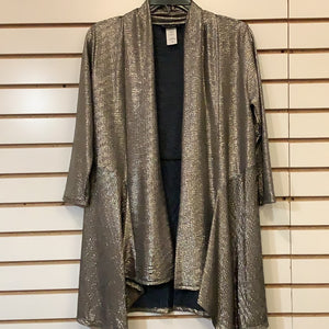 Gold/Black Lame Open Front Tunic Style Jacket by Reina Lee.