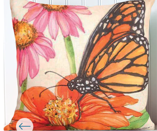 Butterfly Meadow Pillow by Climaweave.  18”x18”