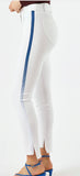 White 4-Pocket Jean w/Front Zipper and Blue Hombre Trim on Leg by Robell.