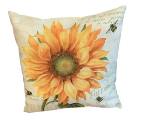 Sunflower and Bee Pillow by Climaweave.  18”x18”