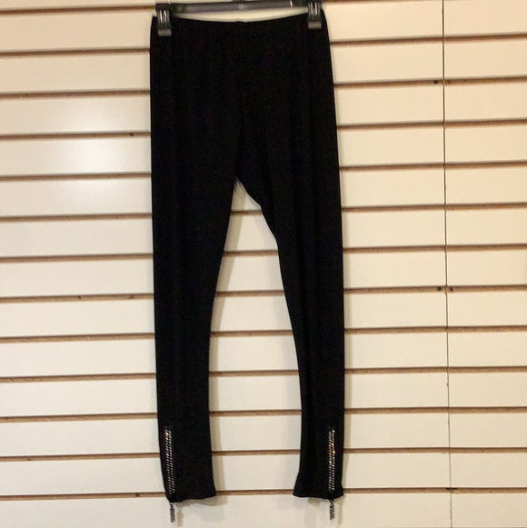 Black Silky Elastic Waist Pant with Blink Zipper Detail on Hem by Sea and Anchor.