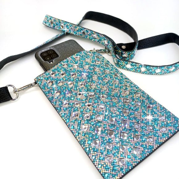 Lady Kent Collection Sparkling Crystal Cellphone Purse-Turquoise