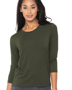 Dark Grey Round Neck, 3/4 Sleeve Top by Lior.