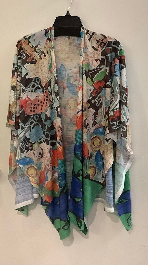 Burn-out White Multi-Colored Graphic Print Wrap by Inoah.