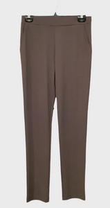 Mocha Pull-On Straight Leg Pant w/Front Pockets by Clara Sun Woo.