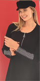 Super Soft Black Scoop Zippered Neck, Flared Dress w/ Black and White Chevron Cuff Accent By Dolcezza.