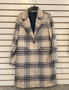 Black/Cream Super Soft Faux Suede Winter Plaid Long Coat by UBU.