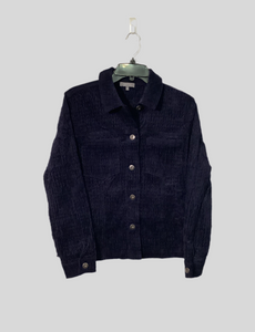 Navy Stretch Cord Boyfriend Jacket by Habitat.  Silver Tone buttons and 4 Pockets on the Front.