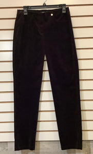 Brown, Marie Soft Stretchable Fine Wale Corduroy, Straight Leg, Pull-On Pants w/ Rear Pockets by Robell.