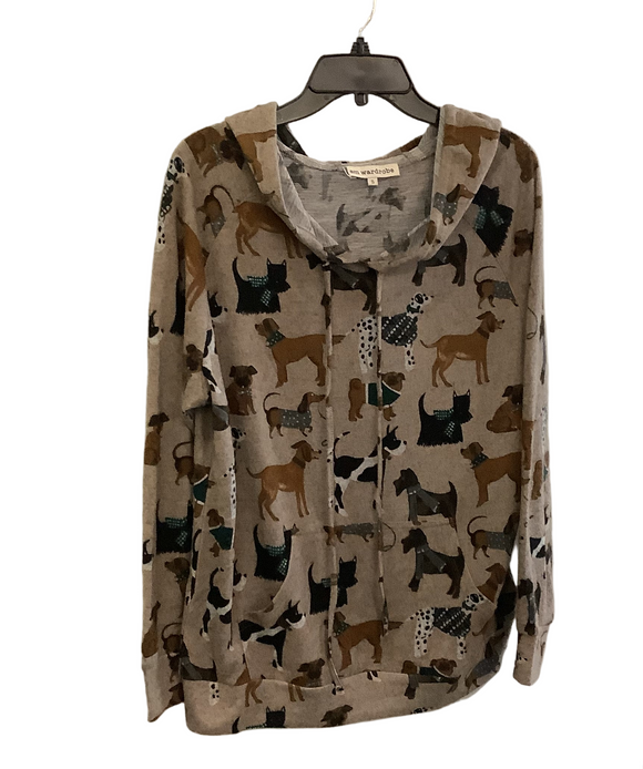 Multi Dog Print Tunic Hoodie with Front Pockets by SM Wardrobe.