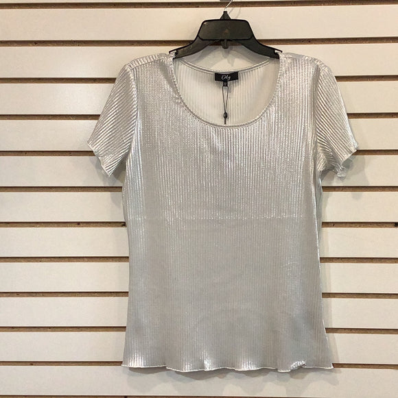Silver Shimmer, Scoop Neck, Short Sleeve Top by Orly
