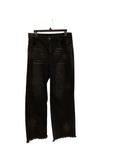 Black Denim Zip Front Jeans w/ Front, Back Pockets and Bronze Embossed Flowers by Orly.