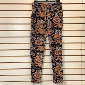 Navy and Rust Floral Leggings by Coco + Carmen