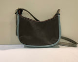 Aqua/Green Leather Shoulder Bag w/Dark Grey Back by Soruka