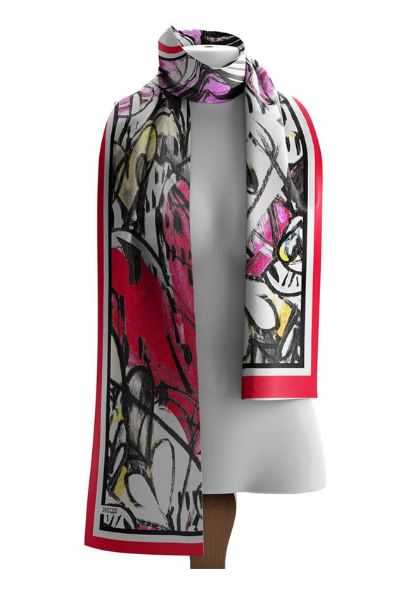 Black/Red Multi-Colored Print Scarf. Wearable Art!