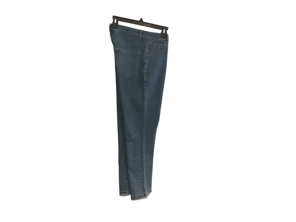 Slimsation Denim Zipper Front Jeans w/Real Front Pockets and Rear Pockets and Bling Fringe, Flared Hem by Multiples.