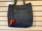 Multi-Colored Tan/Navy Handmade Leather Tote by Soruka